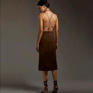 Anthropologie Brown Suede MIDI Dress